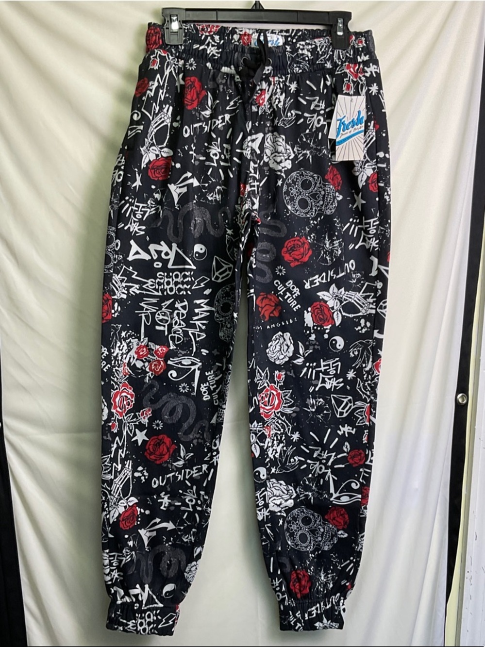 Fresh Prints of Bel-Air Black Graffiti Rose Jogger Pants